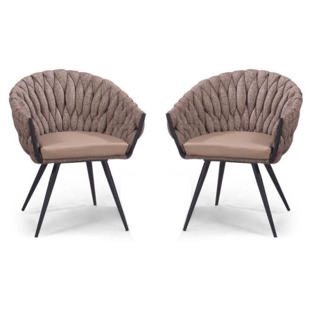 Set of 2 - Peak Fabric Dining Armchair - Chocolate Milk