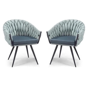 Set of 2 - Peak Fabric Dining Armchair - Ocean Teal