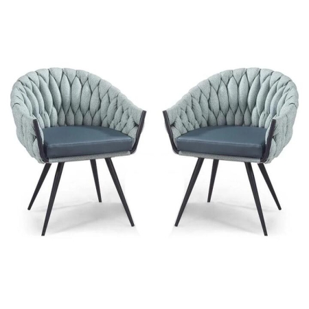 Set of 2 - Peak Fabric Dining Armchair - Ocean Teal