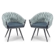 Set of 2 - Peak Fabric Dining Armchair - Ocean Teal