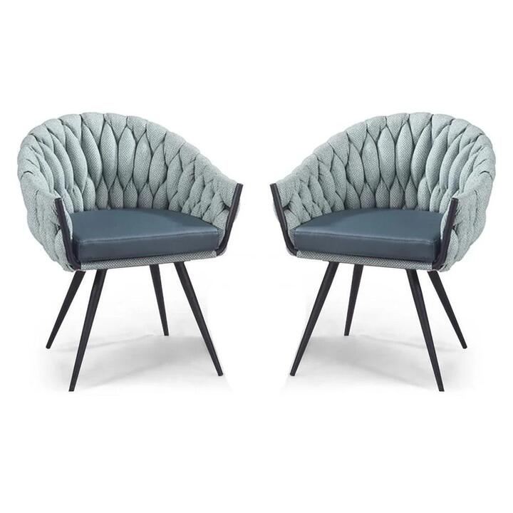Set of 2 - Peak Fabric Dining Armchair - Ocean Teal
