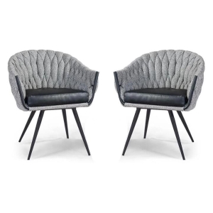 Set of 2 - Peak Fabric Dining Armchair - Volcanic Ash