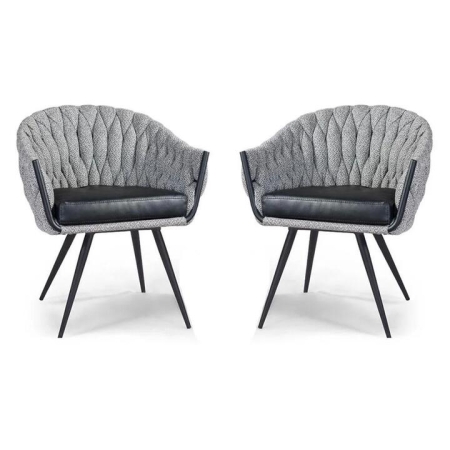 Set of 2 - Peak  Fabric Dining Armchair - Volcanic Ash