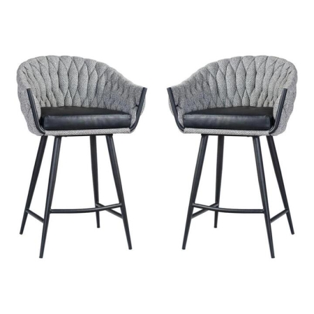 Set of 2 - Peak Fabric Bar Stool 65cm - Volcanic Ash