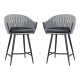 Set of 2 - Peak Fabric Bar Stool 65cm - Volcanic Ash