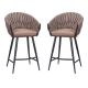 Set of 2 - Peak Fabric Bar Stool 65cm - Chocolate Milk