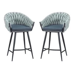 Set of 2 - Peak Fabric Bar Stool 65cm - Ocean Teal