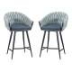 Set of 2 - Peak Fabric Bar Stool 65cm - Ocean Teal