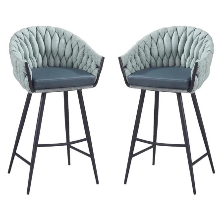 Set of 2 - Peak Fabric Bar Stool 75cm - Ocean Teal