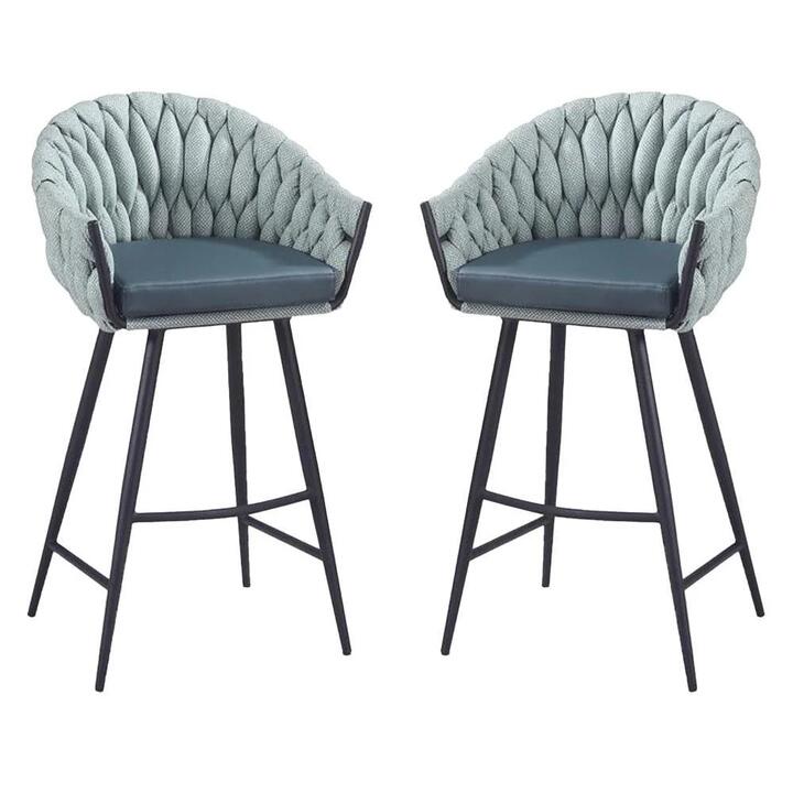 Set of 2 - Peak Fabric Bar Stool 75cm - Ocean Teal