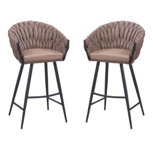 Set of 2 - Peak Fabric Bar Stool 75cm - Chocolate Milk
