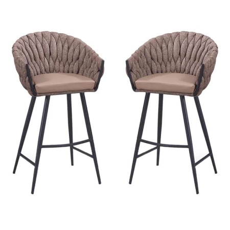 Set of 2 - Peak Fabric Bar Stool 75cm - Chocolate Milk