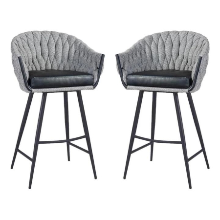 Set of 2 - Peak Fabric Bar Stool 75cm - Volcanic Ash