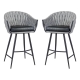 Set of 2 - Peak Fabric Bar Stool 75cm - Volcanic Ash