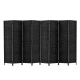 Room Divider 8 Panel Dividers Privacy Screen Rattan Wooden Stand Black