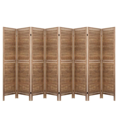 Room Divider Screen 8 Panel Privacy Wood Dividers Stand Bed Timber Brown