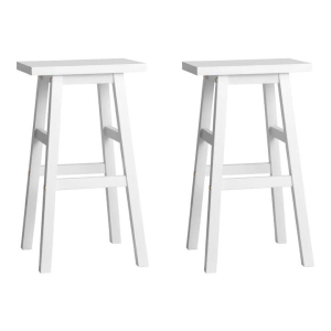 Set of 2 Beech Wood Bar Stools - White