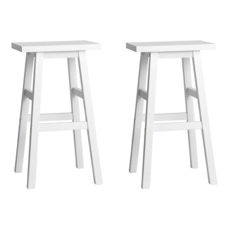 Set of 2 Beech Wood Bar Stools - White