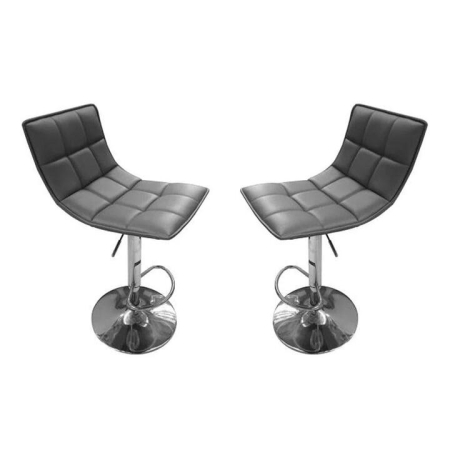 HomeStar Set Of 2 Lunar Modern Height Adjustable Gas Lift PU Leather Bar Stool - Grey