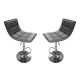 HomeStar Set Of 2 Lunar Modern Height Adjustable Gas Lift PU Leather Bar Stool - Grey
