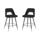 HomeStar Set of 2 Delphi Velvet Fabric Kitchen Bar Stool - Black