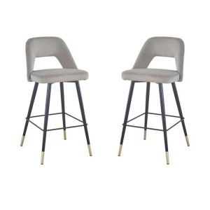 HomeStar Set of 2 Delphi Velvet Fabric Kitchen Bar Stool - Light Grey