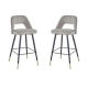 HomeStar Set of 2 Delphi Velvet Fabric Kitchen Bar Stool - Light Grey