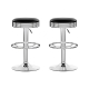 Set of 2 Backless PU Leather Bar Stools - Black and Chrome