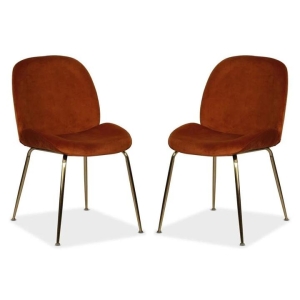 Raimon Furniture Set of 2 Casa Velvet Fabric Dining Chair - Gold Legs - Rust