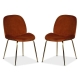 Raimon Furniture Set of 2 Casa Velvet Fabric Dining Chair - Gold Legs - Rust