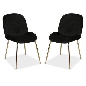 Raimon Furniture Set of 2 Casa Velvet Fabric Dining Chair - Gold Legs - Black