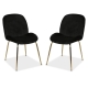 Raimon Furniture Set of 2 Casa Velvet Fabric Dining Chair - Gold Legs - Black