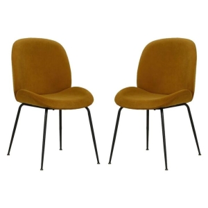 Raimon Furniture Set of 2 Casa Velvet Fabric Dining Chair - Black Legs - Mustard