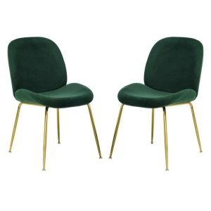 Raimon Furniture Set of 2 Casa Velvet Fabric Dining Chair - Gold Legs - Emerald