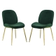 Raimon Furniture Set of 2 Casa Velvet Fabric Dining Chair - Gold Legs - Emerald