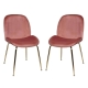 Raimon Furniture Set of 2 Casa Velvet Fabric Dining Chair - Gold Legs - Blush