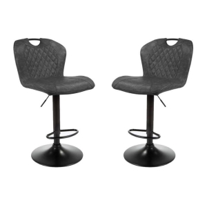 Raimon Furniture Set of 2 Alpha Fabric Kitcen Counter Bar Stool Gas Lift - Black