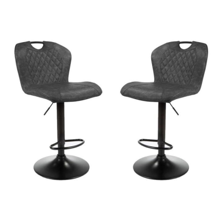 Raimon Furniture Set of 2 Alpha Fabric Kitcen Counter Bar Stool Gas Lift - Black