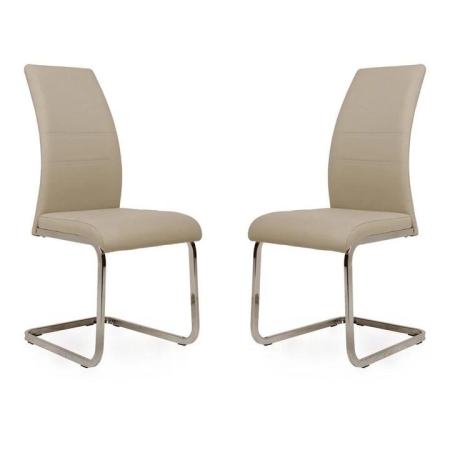 Raimon Furniture Set of 2 Giara Faux Leather Dining Chair Chrome Legs - Cappuccino
