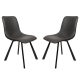 Raimon Furniture Set of 2 Cos Faux Leather Dining Chair Black Metal Legs - Antique Black