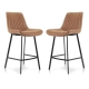 Raimon Furniture Set of 2 Fin Fabric Suede Kitchen Counter Bar Stool Black Metal Legs 66cm - Cognac