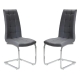 Raimon Furniture Set of 2 Hanson Faux Leather Dining Chair - Chrome Legs - Grey
