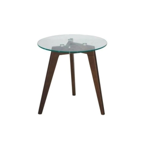 Design Square Round Side Table - Glass Top - Dark Oak