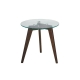 Design Square Round Side Table - Glass Top - Dark Oak