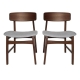 Design Square Set of 2 Fabric Dining Chair - Walnut Frame - Grey