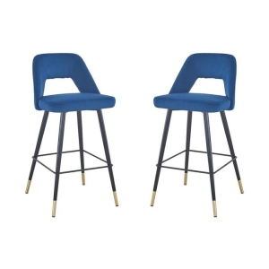 HomeStar Set Of 2 Delphi Velvet Fabric Kitchen Bar Stool - Blue