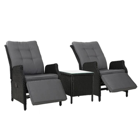 Recliner Chairs Sun lounge Setting Outdoor Furniture Patio Wicker Sofa