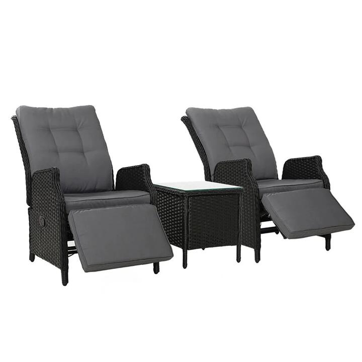 Recliner Chairs Sun lounge Setting Outdoor Furniture Patio Wicker Sofa