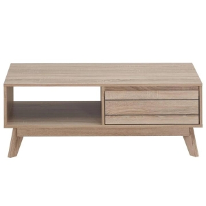 Design Square Raya Classic Scandinavian Wooden Open Shelf Rectangular Coffee Table - Oak