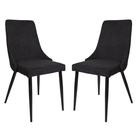 Raimon Furniture Set Of 2 Arty Fabric Dining Chair Black Metal Legs - Charcoal